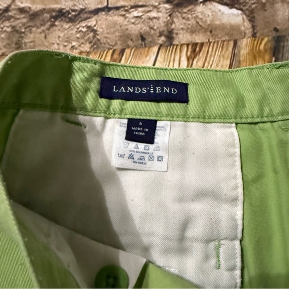 Vintage Lands End Lime Green Cotton High Waisted Chino Shorts - Picture 3 of 3